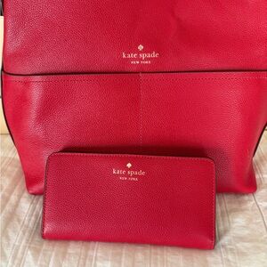 Kate Spade Bold Red Shoulder Bag and Wallet Set
